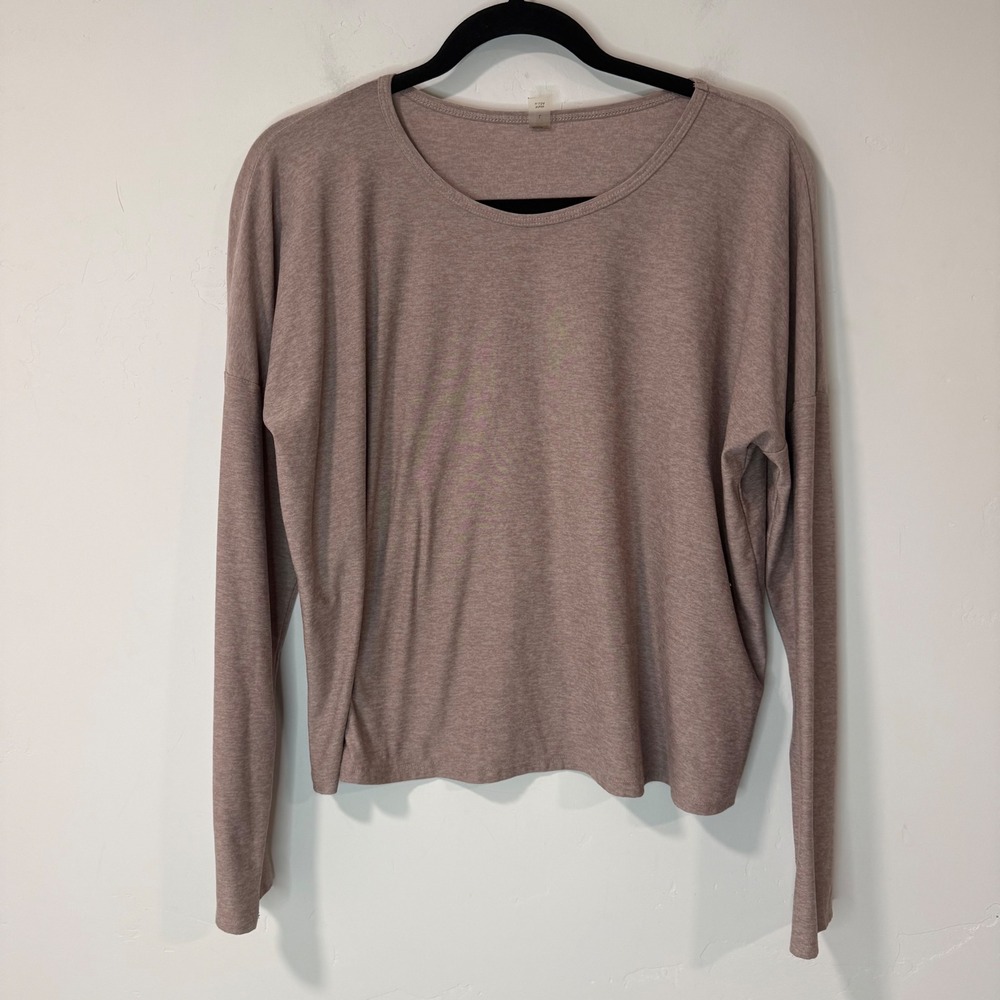 Beyond Yoga Featherweight Morning Light Cropped Pullover Top L Mauve LWSD7557